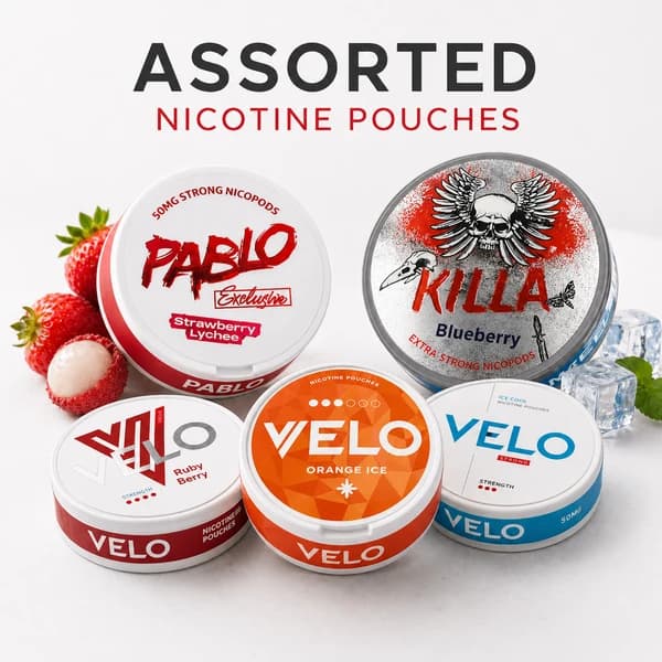 NICOTINE POUCHES , VELO, PABLO, KILLA product listing